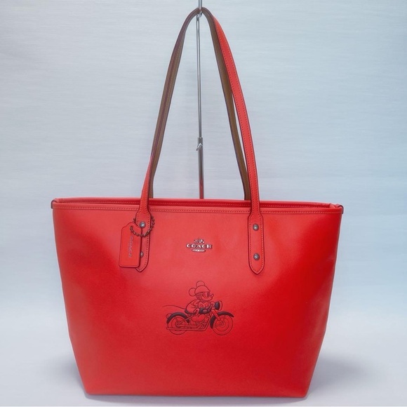 Coach x Disney Mickey Mouse City Zip Tote Red Leather Limited Edition F58957 - Picture 3 of 14